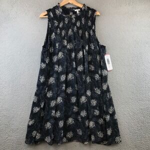 New Joie Baltic Print Sleeveless Mock Neck Floral Print A Line Dress XL